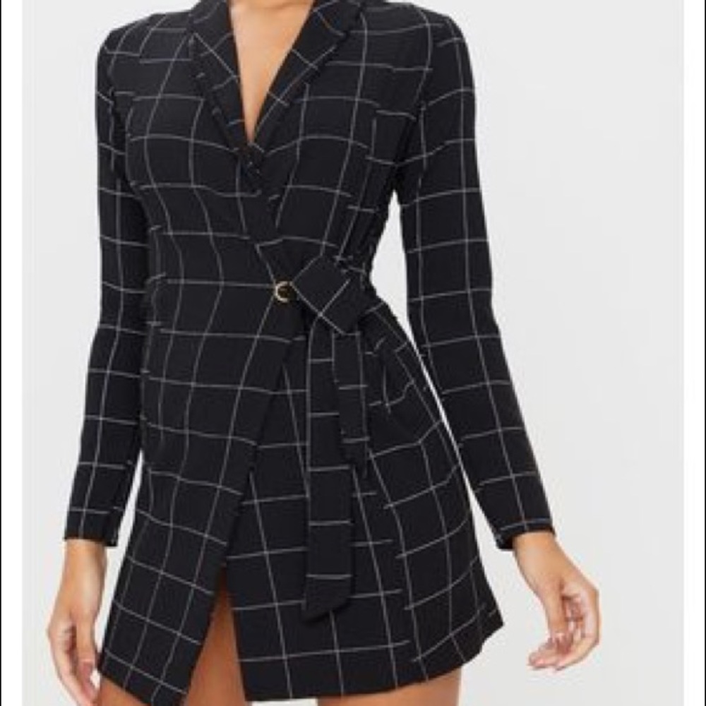 Prettylittlething Checked Blazer Dress